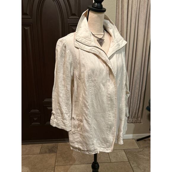 JM Collection WOMAN 100% Linen Zip Jacket - Picture 2 of 8